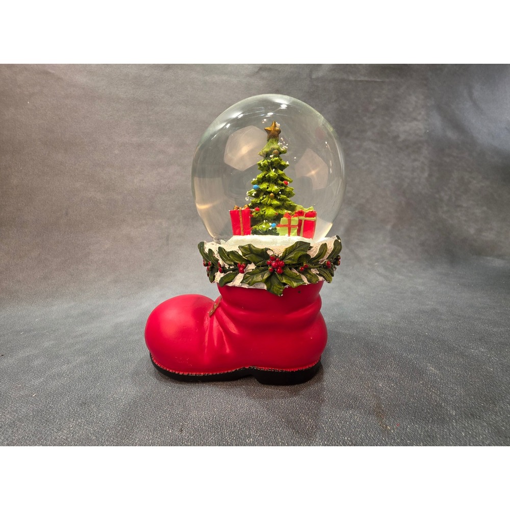 Christmas Tree Santa Boot Snow Globe Holiday Decor Red Green Gold